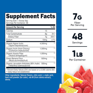 Nutricost Prebiotic Fiber Fruit Punch Flavored (1 Pound) - Vegan, Gluten-Free, Gmo-Free