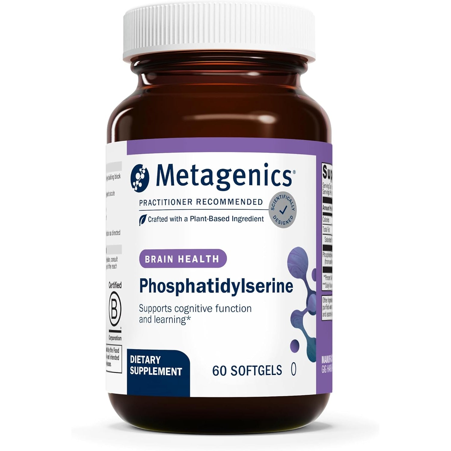 Metagenics Phosphatidylserine - Brain Support Supplement* for Focus, Memory & Learning* - 150 Mg Sunflower Lecithin-Derived Phosphatidylserine - Non-Gmo, Soy Free, Gluten-Free - 60 Softgels