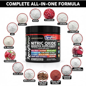 Nosflow Nitric Oxide Supplements for Men | Beet Root Taurine L-Arginine Malic Acid L-Arginine L-Citrulline Pine Bark Glycerol Agmatine Grape Seed Vitamin C B12 B3 by Clean Nutra