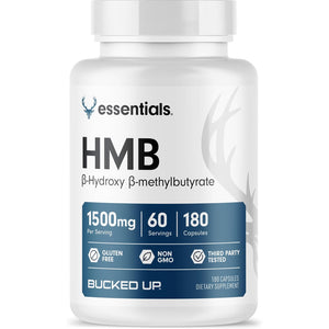 Bucked up HMB (Beta-Hydroxy Beta-Methylbutyrate) 1500Mg per Serving, Essentials (60 Servings, 180 Capsules)