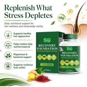 Zafira Recovery Foundation Capsules – Clear Mental Fog, Reduce Hair Loss & Boost Digestion | Clinically Tested, All-Natural Ingredients,Non-Gmo, 60 Capsules