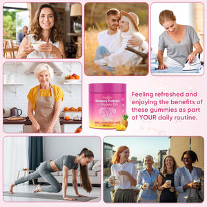 Feminine Probiotics Gummies with Slippery Elm - 60 Pineapple Gummies for Women Ph Balance, Vaginal Probiotics Supports Flora, Gut Health & Immune System, Prebiotics & Lactobacillus Blend (Pineapple)