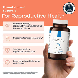 Male Preconception+ Fertility Supplements for Men - Reproductive Cell & Fertility Support - Conception for Him - Coq10, Ashwagandha, Shilajit, DAA, Zinc, Selenium - 30 Day Supply