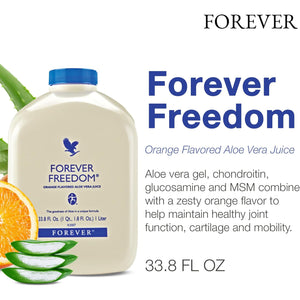 Forever Living - Forever Freedom - Aloe Vera Joint Support with Glucosamine and Chondroitin - Orange Flavor - 33.8 Fl Oz (Pack of 1)
