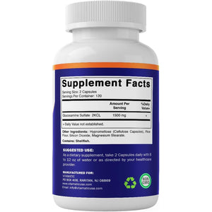 Vitamatic Glucosamine Sulfate Supplement, 1500Mg, 120 Servings, 240 Capsules