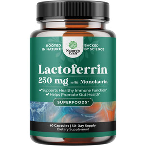 High Strength 250Mg Lactoferrin & 1000Mg Monolaurin Supplement - Microbiome Digestive Health Immune Support Supplement - Lactoferrin and Monolaurin Capsules - Vegetarian - 60 Count (Pack of 1)
