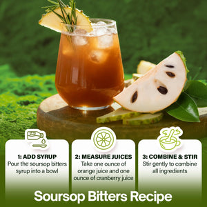 Soursop Bitters Liquid – Herbal Detox Formula with Soursop, Ginger, Turmeric & Black Seed Mixed Berry Flavor – Supports Digestive Balance & Immune Wellness – 16 Fl Oz