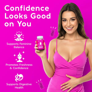 BEARVANA Vaginal Ph Support & Probiotic Gummies for Women | Feminine Wellness & Intimate Care Supplement with Vitamin C | Pineapple Flavor | 60 Gummies