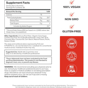 O Positiv URO Fiber Gummies for Adults, 60 Count (Pack of 1) - Prebiotic Chicory Root Inulin Fiber Supplement - Daily Gummy Fiber for Digestive Gut Health - Non-Gmo, Vegan & Cruelty-Free