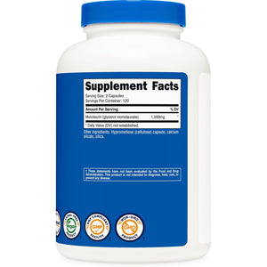 Nutricost Monolaurin 1000 Mg (120 Servings, 240 Capsules) - Gluten-Free, Non GMO, Vegan