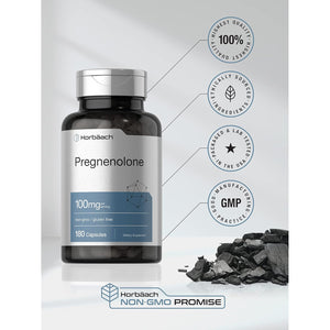 Horbäach Pregnenolone Supplement 100Mg | 180 Capsules | Non-Gmo and Gluten Free