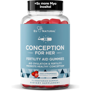 Conception for Her Fertility Gummies - Fertility Supplements for Women with Myo Inositol, Folate & More Essential Nutrients - Delicious Juicy Strawberry Hormone Balance Vitamins, 75 Ct Pectin Gummies