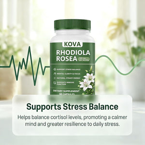 Wuliao KOVA Rhodiola Rosea Capsules, Rhodiola Rosea Extract Supplement for Balanced Cortisol - Stress & Focus Support, Metabolism, Energy & Immune Health – 60 Capsules (1)