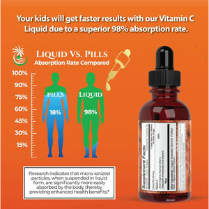 USDA Organic Toddler Vitamin C Drops | Organic Vitamin C Liquid Drops for Toddlers & Babies Ages 1-3 Years | Supports Healthy Immune System | Vegan | Non-Gmo | Gluten Free | 60 Servings