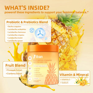 Pineapple Gummies for Women Ph, Premium Feminine Ph Balance Gummy, Vaginal Probiotics, Immune Support, Vegan, Gluten-Free, 60 Gummies 30 Servings