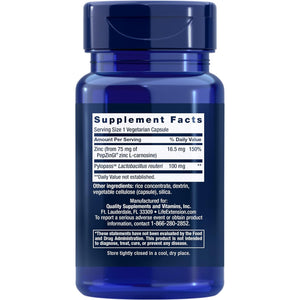 Life Extension Gastro-Ease™, Zinc L-Carnosine, Pylopass™ Lactobacillus Reuteri Probiotics, Digestion Supplement, Gut Health, Stomach Comfort, Gluten-Free, Non-Gmo, Vegetarian, 60 Capsules