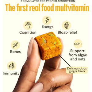 GEM Daily Bite for Women & Men, with 20+ Vitamins, Minerals, & Superfoods like Zinc, Vitamin D, B-Complex, K, Turmeric, Fiber & Prebiotics, Beta Glucan GLP-1 Support & Immunity (Citrus Ginger,7 Count)