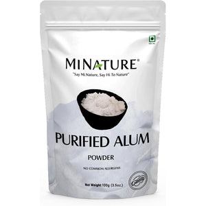 Mi Nature Alum Powder Potassium (Fitkari/Phitkari) -100% Natural Skincare for Acne, Odor Control & Water Purification Face Mask for |Pore Refining 100G |Face Pack Powder |Cruelty-Free