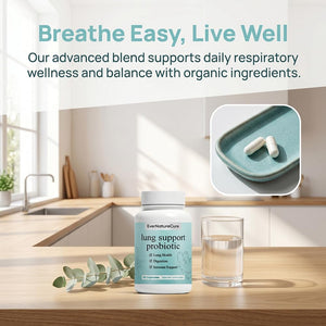 Evernaturecure Lung Support Probiotics, Ever Nature Cure Respiratory & Immune Support Supplement, with Vasaka Leaf & Turmeric Root Extract, 60 Capsules
