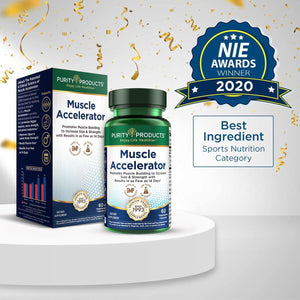 Purity Products Muscle Accelerator 650 Mg Patented & Clinically Tested Muscle Accelerator Blend of Ayurvedic Herbal Extracts Promotes Strength, Endurance + Muscle Growth - 60 Veg Caps