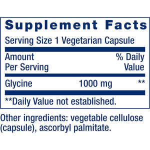 Life Extension Glycine, 1000 Mg, Amino Acid That Promotes Healthy Sleep, Gluten-Free, Non-Gmo, Vegetarian, 100 Capsules