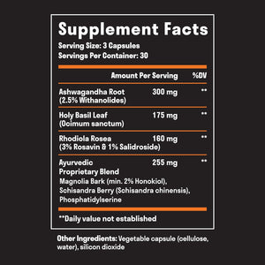 Nuven Naturals Adrenal Support - Cortisol Manager & Adrenal Support Supplements with Ashwagandha Extract, Rhodiola Rosea, Holy Basil to Help Stress, Fatigue & Energy | Adaptogens | 90 Capsules