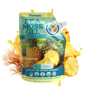 Yemayá Sea Moss Gel with Pineapple Flavor | Wildcrafted Sea Moss from St. Lucia | Vegan, Non-Gmo, Gluten Free | 16 Oz
