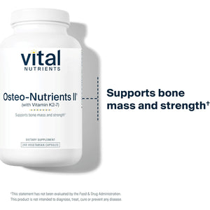 Vital Nutrients Osteo-Nutrients II - Vitamin K2 + D3, Calcium, Boron, and Magnesium for Bone Strength* - Healthy Heart Support - Vegetarian Supplement - Gluten, Dairy, Soy Free - 240 Capsules