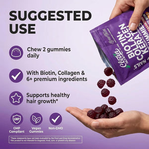 Growvana Hair Growth Gummies for Women Biotin Collagen Keratin Saw Palmetto Horsetail Astaxanthin Iron Zinc Pantothenic Acid Vitamin a D E Pumpkin Seed Ahiflower MSM Supplement by Clean Nutra 90 Count