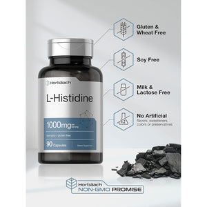 Horbäach L-Histidine 1000Mg 90 Capsules | Non-Gmo and Gluten Free | Pharmaceutical Grade