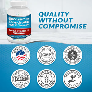 Vitabreeze Glucosamine Chondroitin, MSM & Turmeric Dietary Supplement - 248 Capsules