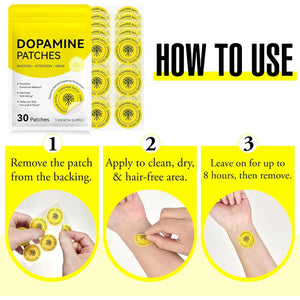 Dopamine Patches, Mood & Positivity Support, Plant-Based Formula, Supports Dopamine & Serotonin Balance, 30 Vegan Patches for Men Women