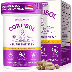 Cortisol Supplements for Women - Cortisol Reducer & Stress Support - Magnolia Bark, Rhodiola Rosea, Holy Basil, Magnesium, Phosphatidylserine - Hormone Balance & Mood, Focus, Sleep Support