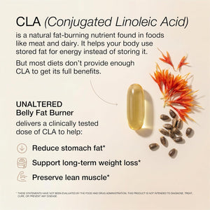 UNALTERED Belly Fat Burner for Men - Natural Weight Loss Pills to Support Reduced Body Fat, Preservation of Lean Muscle Mass, and a Healthy Metabolism - CLA Dietary Supplement - 90 Softgel Capsules