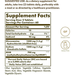 Solgar Triple Strength Glucosamine Chondroitin MSM, 120 Tablets - Promotes Healthy Joints, Supports Comfortable Movement - Shellfish Free - Gluten Free, Dairy Free - 60 Servings