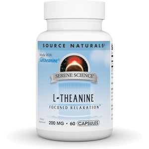 Source Naturals Serene Science L-Theanine, Made with Suntheanine, for Focused Relaxation, 200 Mg - 60 Capsules
