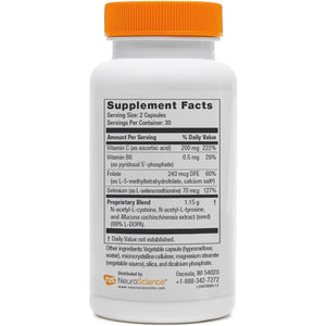 Neuroscience Balance D - Mood Support Supplement for Energy, Focus & Brain Health - Vitamin B6, Folate & More - Aid Dopamine Synthesis for Healthy Craving Control & Cognition (60 Capsules)