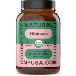 Complete Natural Products Organic Hibiscus Capsules, 550Mg, 100Ct, Plant-Based, Organic Flower Powder for Antioxidant & Digestive Support, Vegan & Non-Gmo