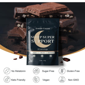 Magnesium Hot Cocoa – Melatonin-Free Natural Sleep Aid Hot Chocolate for Adults with Reishi Mushroom, L-Theanine & Zinc Glycinate – Relaxation & Restful Sleep Support Mushroom Coffee, 30 Servings