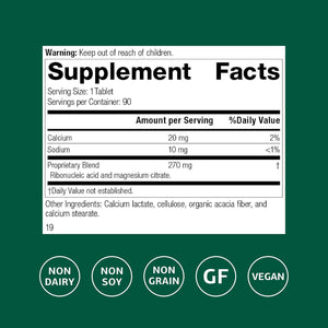 Standard Process Ribonucleic Acid RNA - Cell Development Support - Aids Protein Synthesis - Vegan, Gluten-Free, Non-Soy, & Non-Grain - 90 Tablets (90 Servings)
