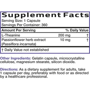 Bronson L-Theanine 200Mg (Double-Strength) with Passion Flower Herb, Non-Gmo Gluten-Free Soy-Free Stress Management Supplement, 360 Capsules