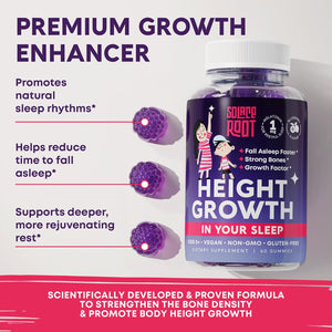 Height Growth Gummies with Melatonin for Kids & Teens - Ashwagandha for Kids - Melatonina Para Niños - Height Growth Supplement - Teen Boy Vitamins - Grow Taller Supplement - Kids Melatonin Gummy