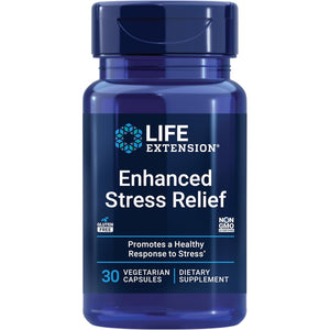 Life Extension Enhanced Stress Relief, Lemon Balm Extract, L-Theanine, Decompress with This Supplement for Stress, Gluten-Free, Non-Gmo, Vegetarian, 30 Capsules
