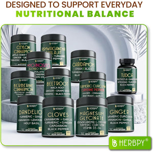 Herbpy 7In1 Clove Supplement 500Mg Rich in Vitamins & Minerals Supports Digestion, Immune & Heart Health with Cinnamon, Turmeric, Ginger, Cardamom, Garlic & Black Pepper - 100 Vegan Capsules