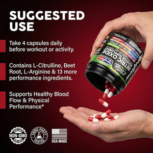 Nosflow Nitric Oxide Supplements for Men | Beet Root Taurine L-Arginine Malic Acid L-Arginine L-Citrulline Pine Bark Glycerol Agmatine Grape Seed Vitamin C B12 B3 by Clean Nutra