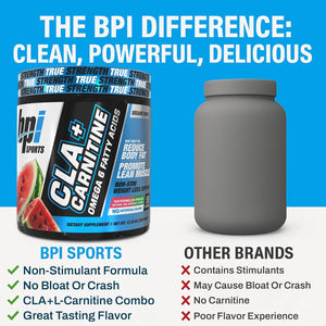 BPI Sports Cla+Carnitine – CLA L Carnitine & Linoleic Acid – L Carnitine Supplement for Weight Loss, Metabolism & Lean Muscle – Caffeine Free – Watermelon – 50 Servings – 12.34 Oz