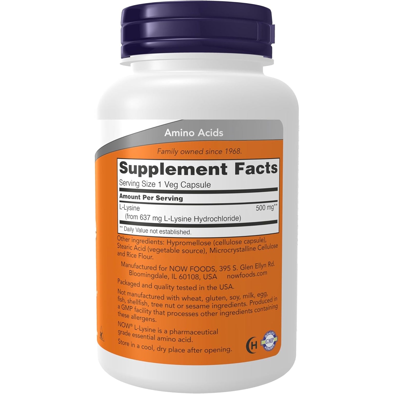 NOW Foods Supplements, L-Lysine (L-Lysine Monohydrochloride) 500 Mg, Amino Acid, 100 Veg Capsules