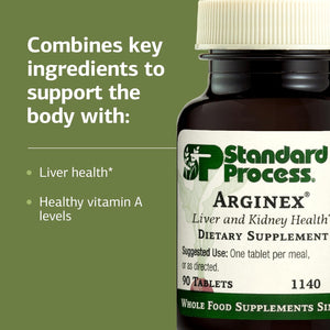 Standard Process Arginex - Liver & Kidney Health Supplement - Contains Antioxidant Vitamin a & Important Phytonutrients - Gluten-Free, Non-Dairy & Non-Soy - 90 Tablets (90 Servings)
