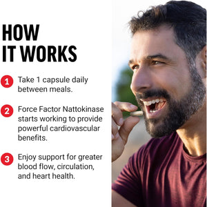 Force Factor Nattokinase 2000 FU, Nattokinase Supplement for Heart Health and Blood Pressure Health, Blood Circulation Pills, Non-Gmo, Vegan, No Gelatin, 90 Vegetable Capsules