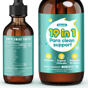 19 in 1 Herbal Gut Cleanse Drops – Wormwood, Black Walnut, Chlorella 250Mg, 10B Probiotics, Clove & Oregano – Liquid Detox Support for Adults & Kids, Alcohol-Free, 2Oz